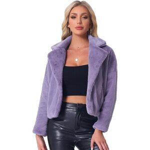 Women's Faux Fur Bolero Jacket Formal Purple2